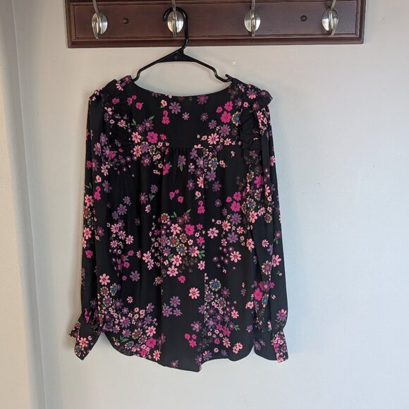 Kate Spade Bora Flora Long Sleevel Floral Top Blouse Size Large - Picture 9 of 14